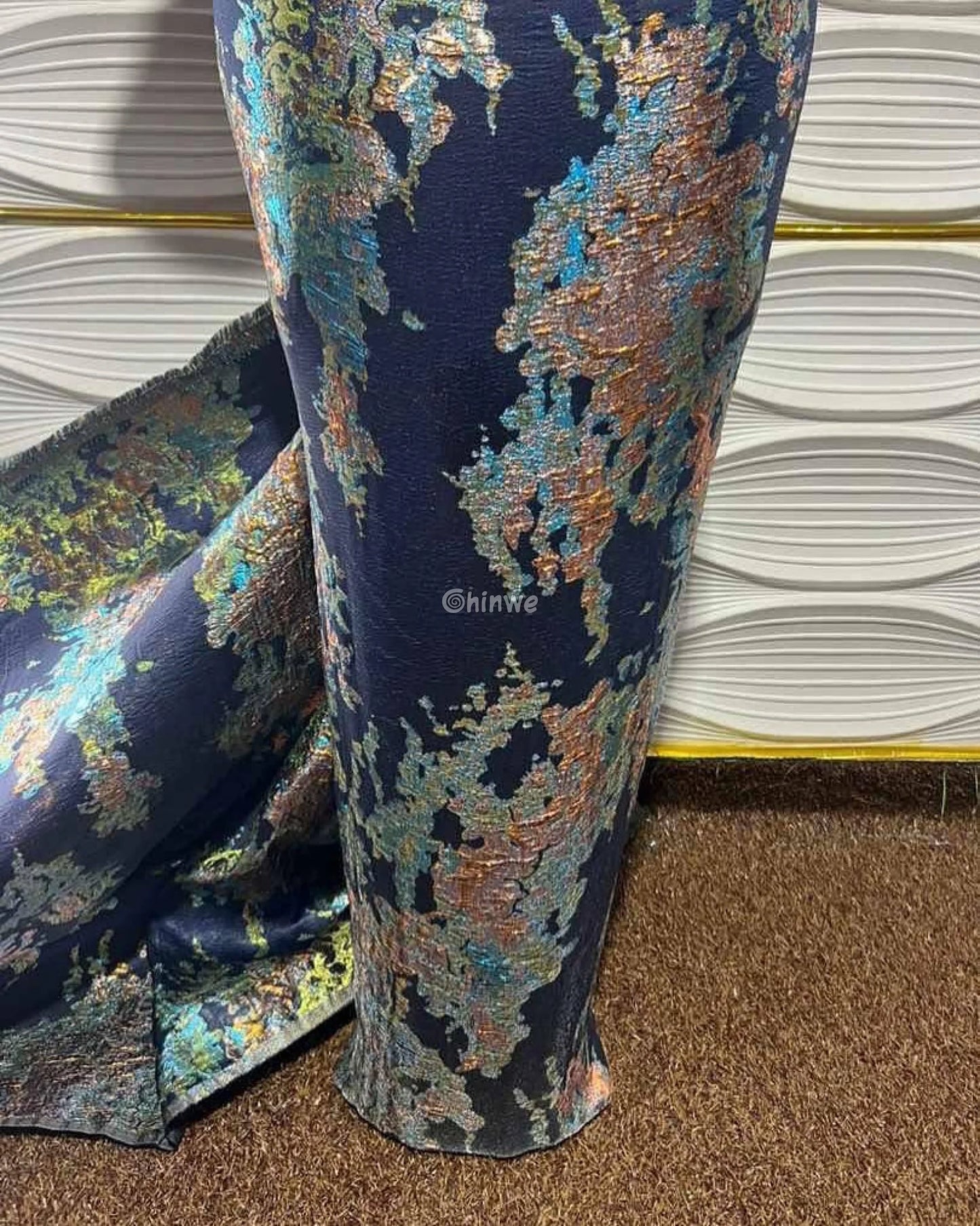 Luxurious Jacquard Brocade with Iridescent Foil Accents & Abstract Marbling Motif Jacquard Brocade
