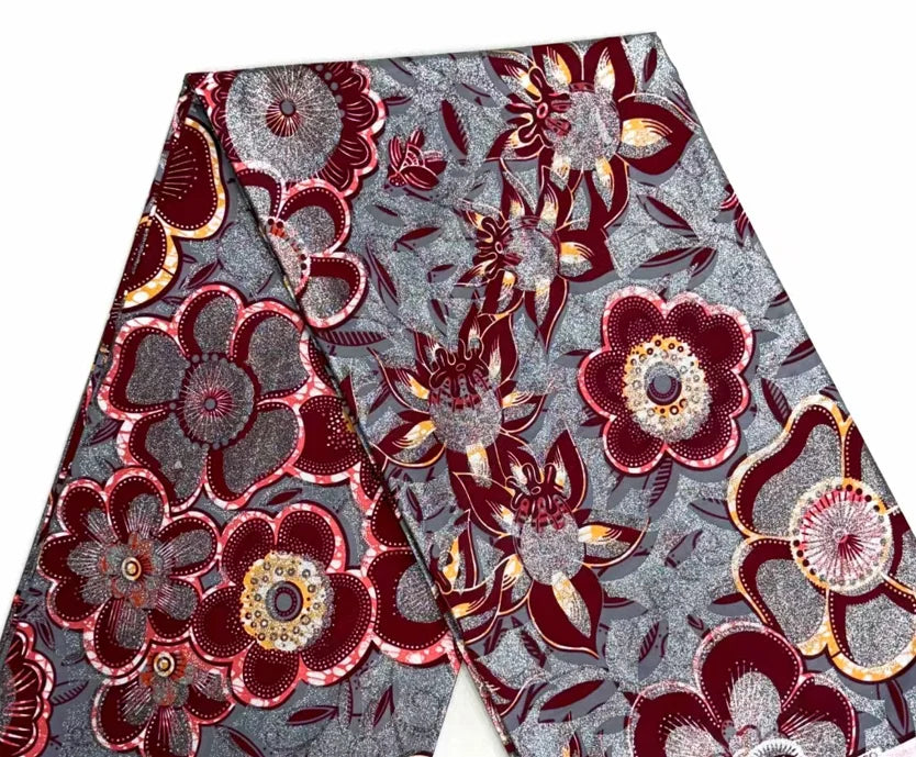 Gold Shimmer Jewel-Tone Batik Wax Print Fabric Collection, 6 Yards