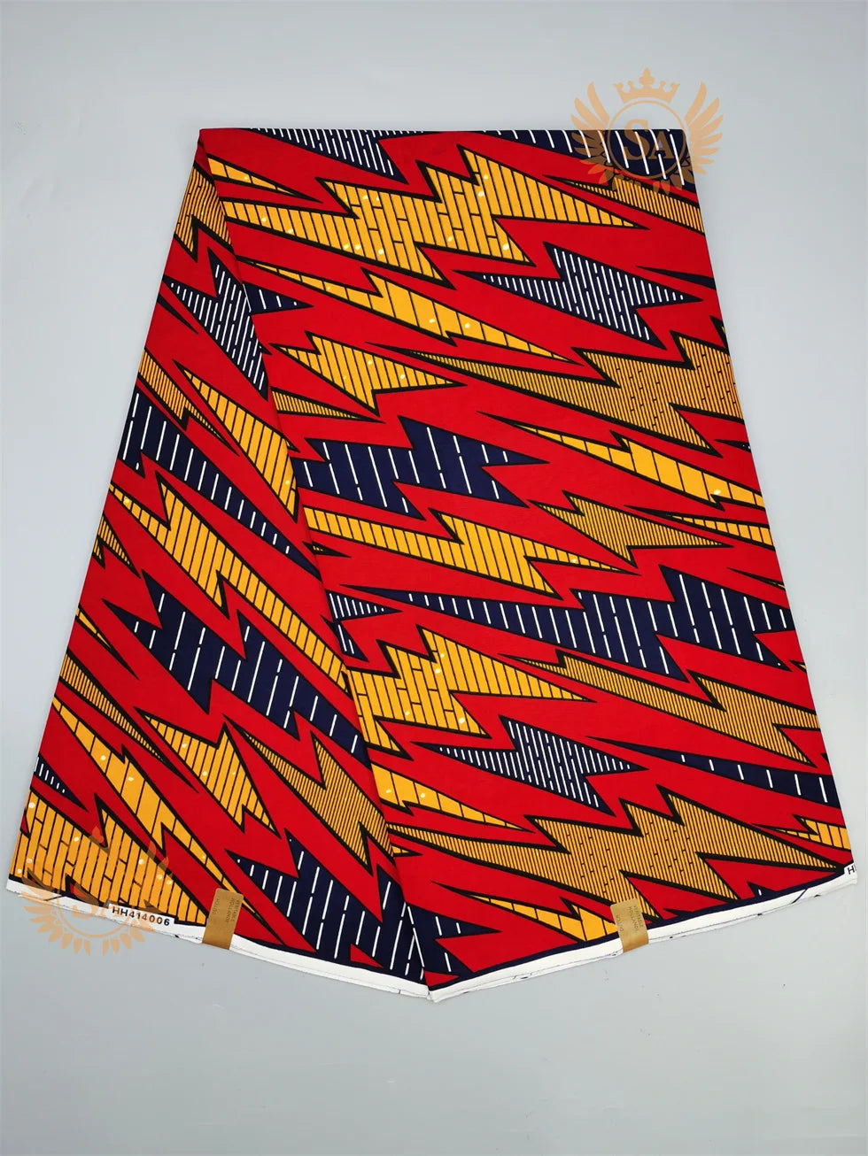 Woven Knot Ankara Wax Print Fabric Collection – Red, Gold, Blue & White, 6 Yards