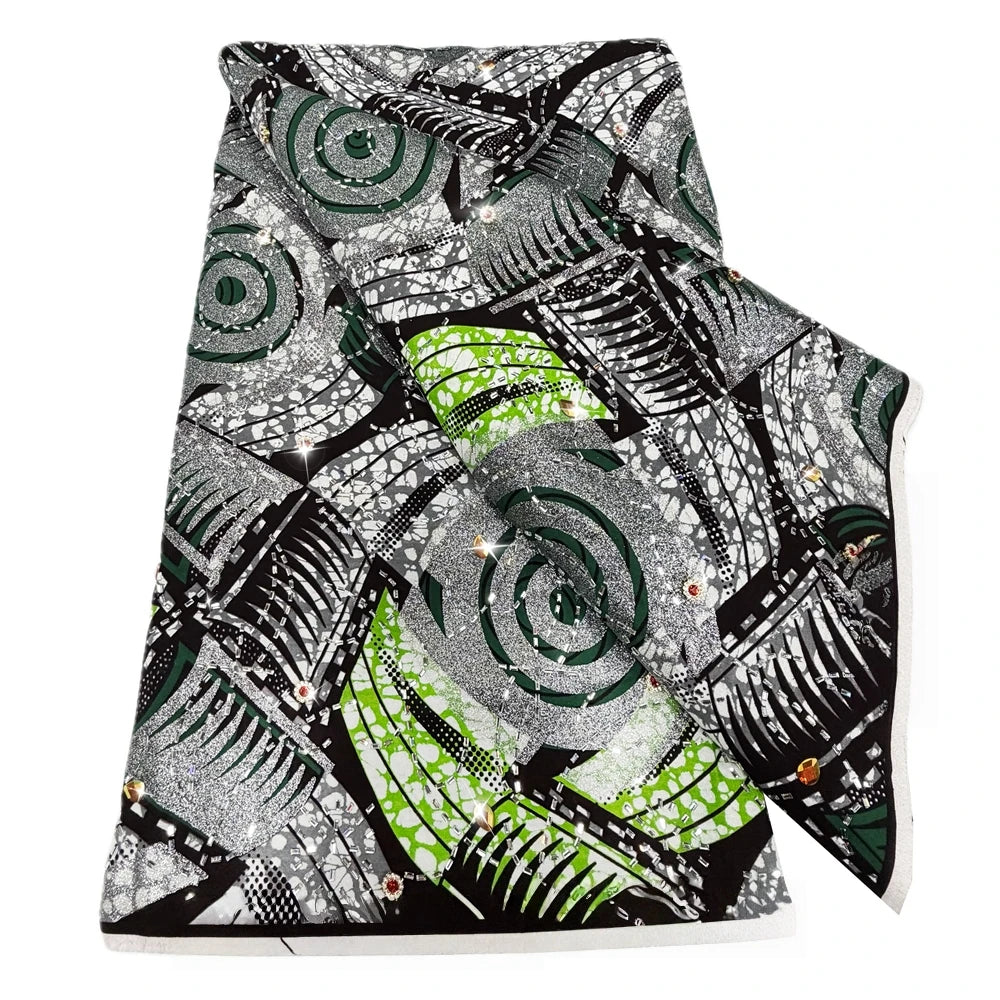 Grey & Lime Swirl Stoned Wax Print – Heavyweight Poplin with Stones, 6 Yards
