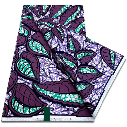 Oversized Plum Leaf Clusters with Teal Veins and Marble-Laced Lavender Backdrop in Repeating Vines Plum Leaf with Teal