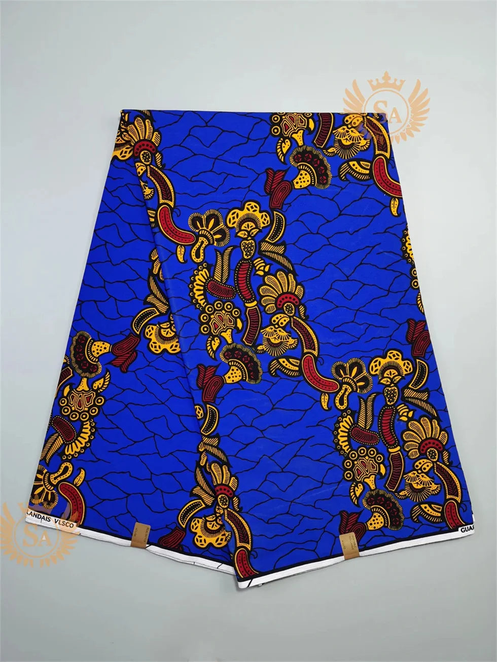 Woven Knot Ankara Wax Print Fabric Collection II – Green, Orange & Red, 6 Yards