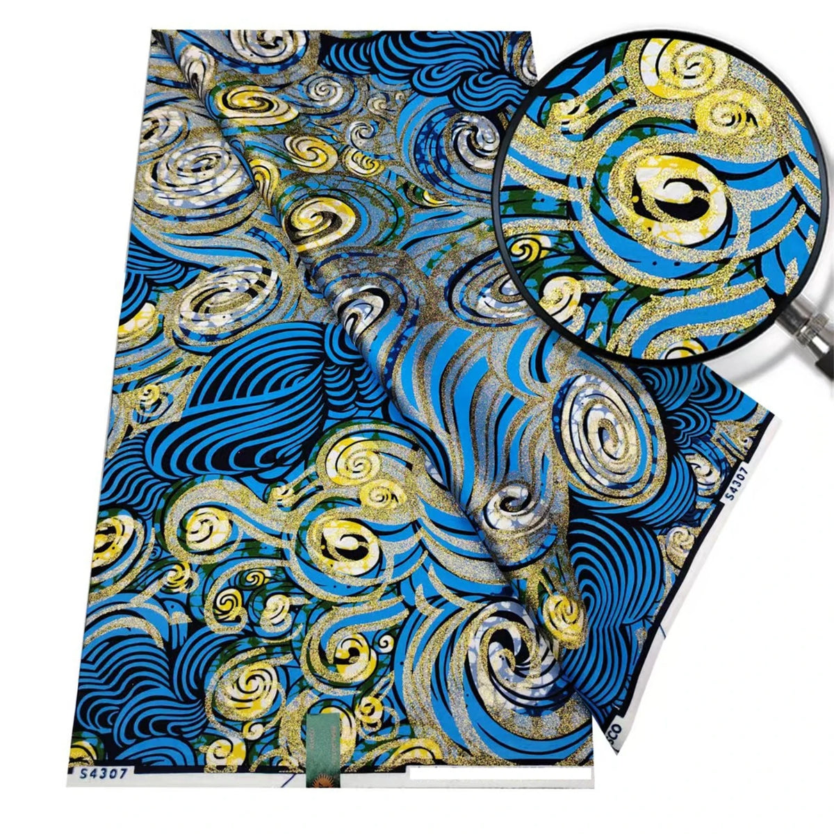 Gold Shimmer Jewel-Tone Batik Wax Print Fabric Collection, 6 Yards