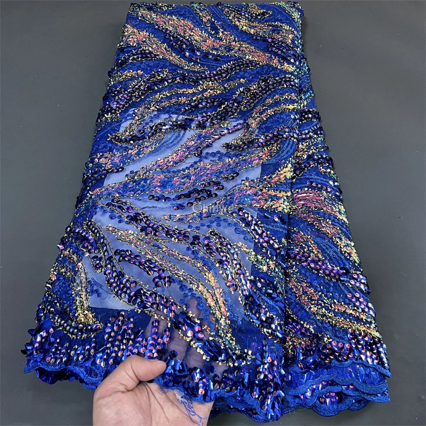 High Quality Nigerian Tulle Lace Fabrics Latest Beaded sequins Mesh African Lace Fabric Bride French Net Lace Fabric