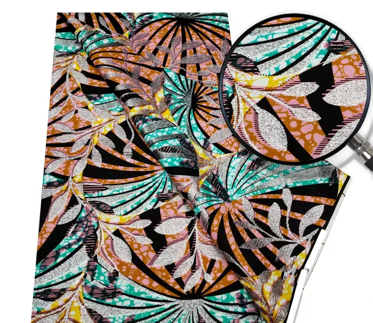 Gold Shimmer Jewel-Tone Batik Wax Print Fabric Collection, 6 Yards