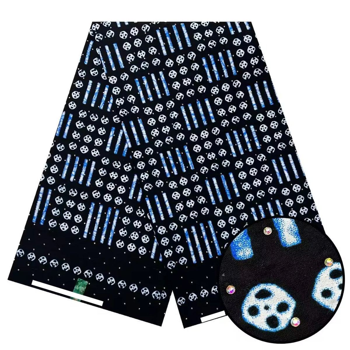 Black and White Stoned Wax Print – 8 Monochrome Designs, Real Wax with Stones, 6 Yards