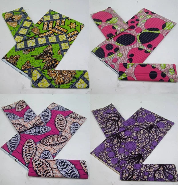 Maximalist Floral Ankara Wax Print Fabric Collection, 6 Yards