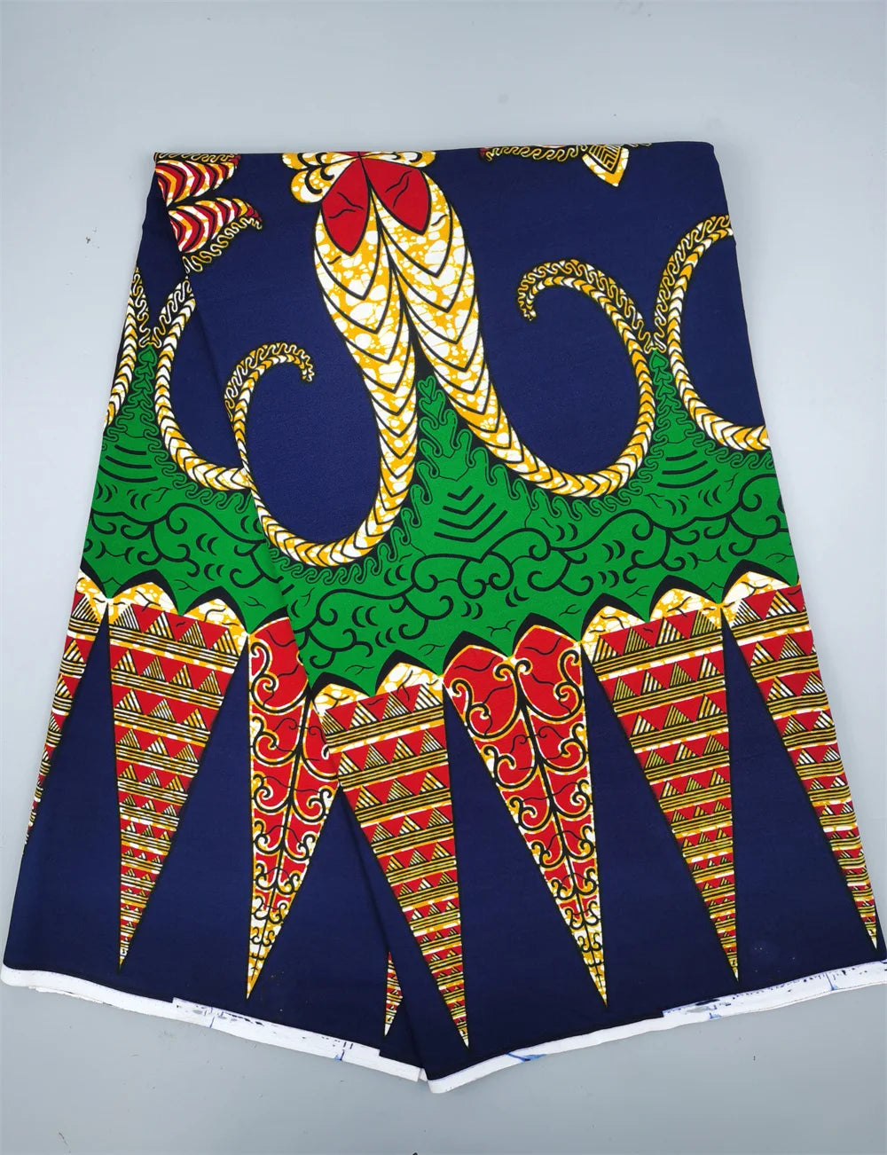 Gold Scroll & Cone Border Ankara Real Wax Print – Royal Blue or Emerald Green, 100% Cotton, 6 Yards