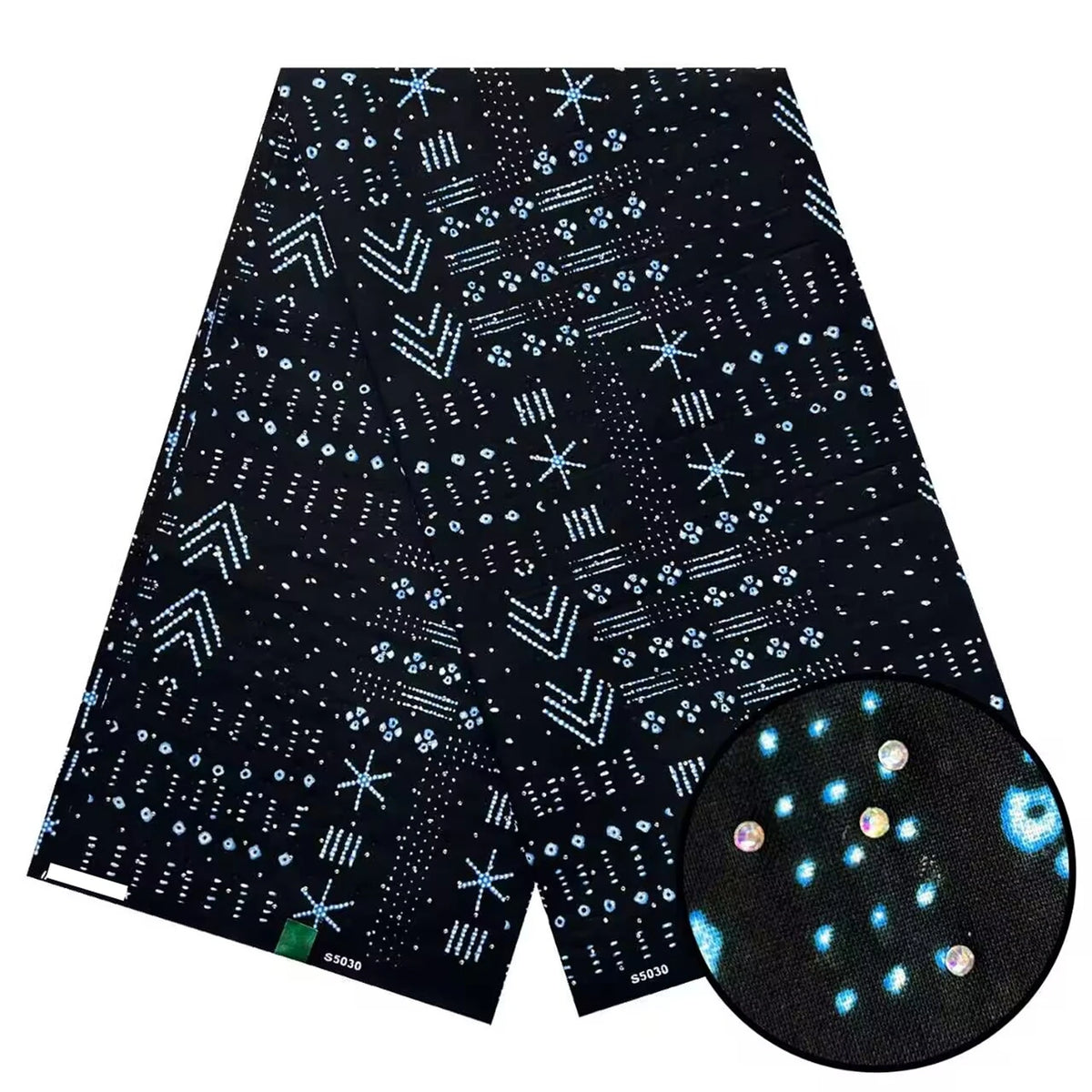 Black and White Stoned Wax Print – 8 Monochrome Designs, Real Wax with Stones, 6 Yards