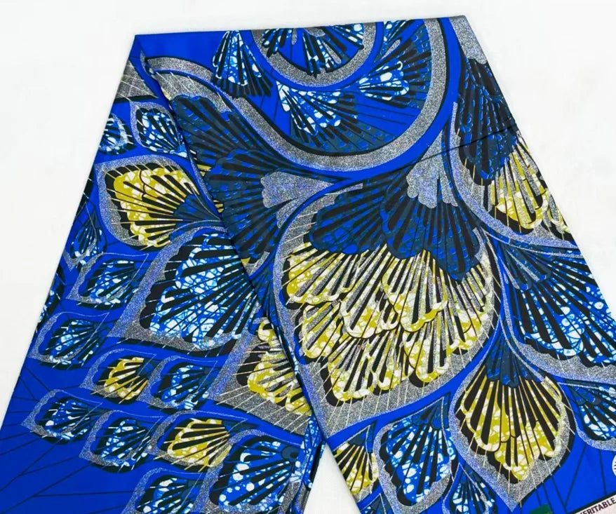 Gold Shimmer Jewel-Tone Batik Wax Print Fabric Collection, 6 Yards