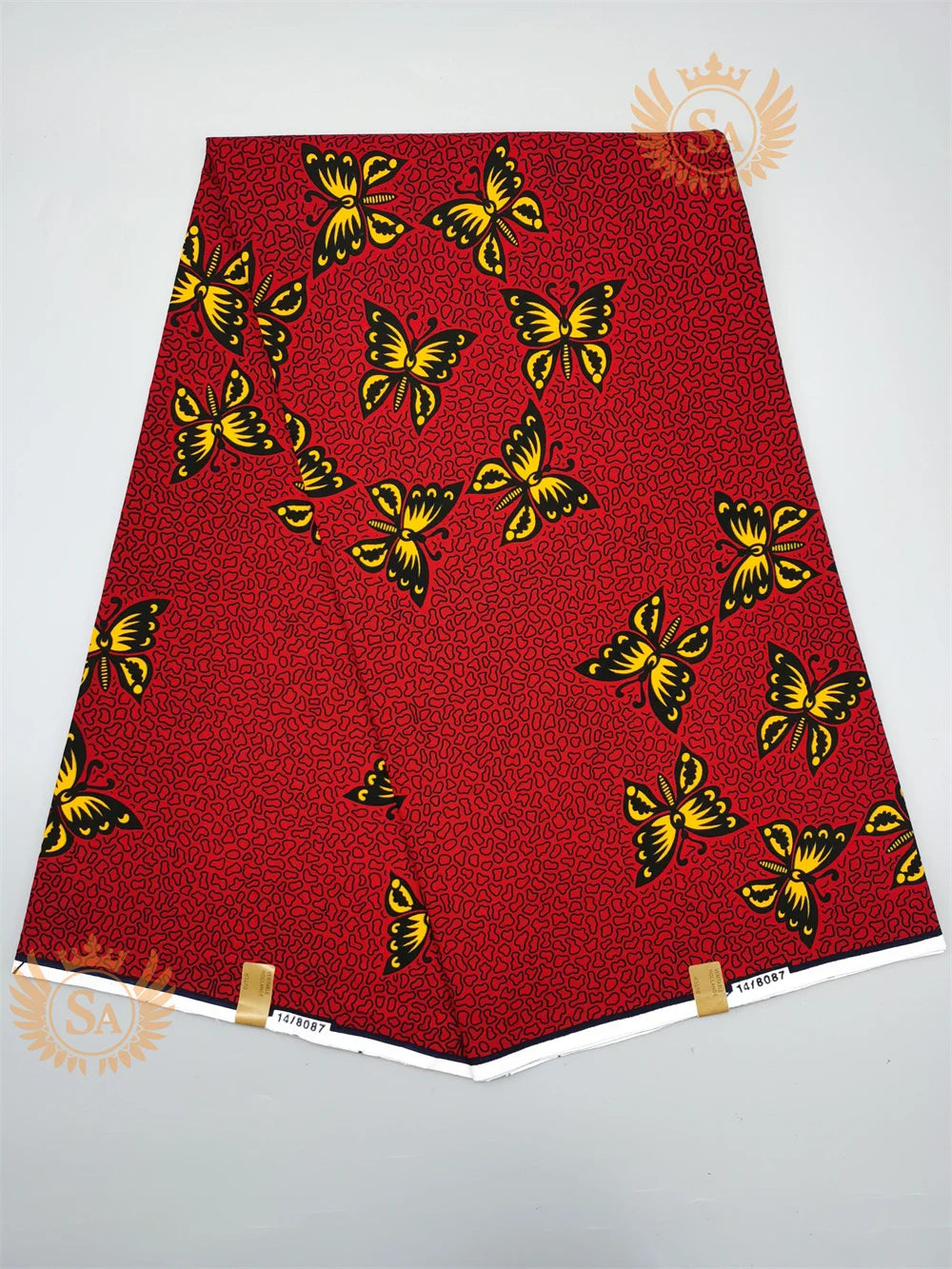 Woven Knot Ankara Wax Print Fabric Collection II – Green, Orange & Red, 6 Yards