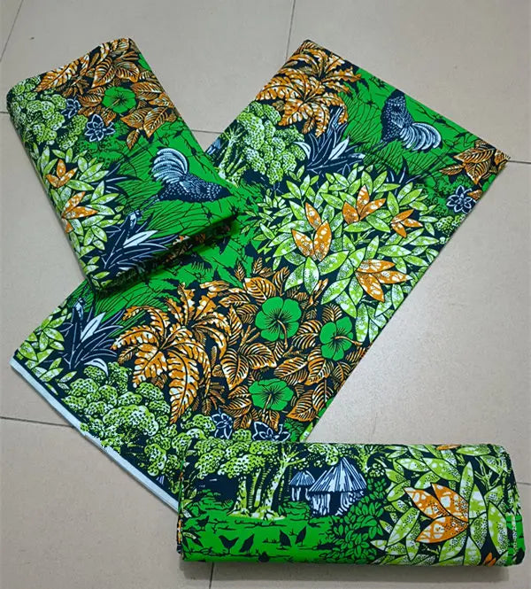 Maximalist Floral Ankara Wax Print Fabric Collection, 6 Yards