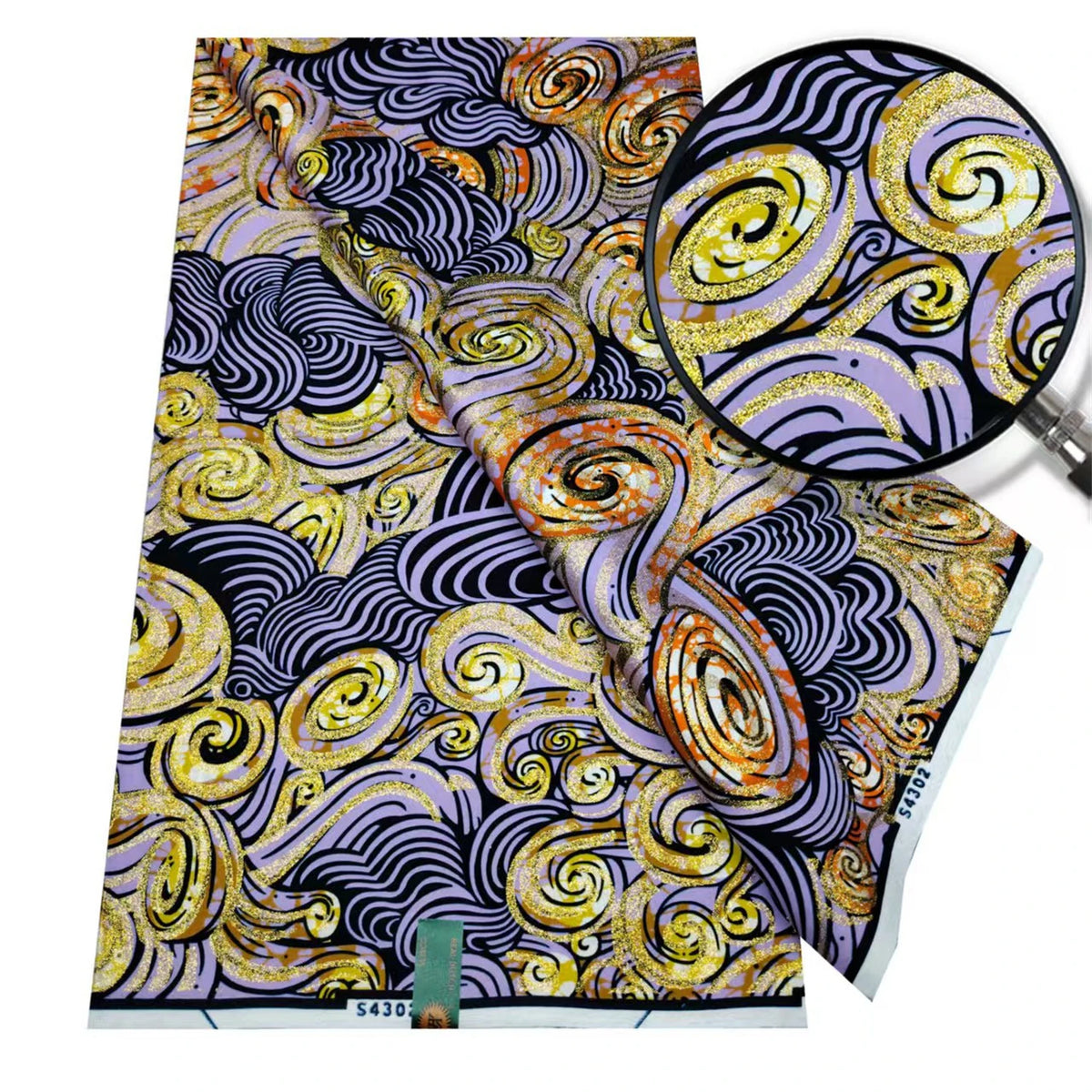 Gold Shimmer Jewel-Tone Batik Wax Print Fabric Collection, 6 Yards