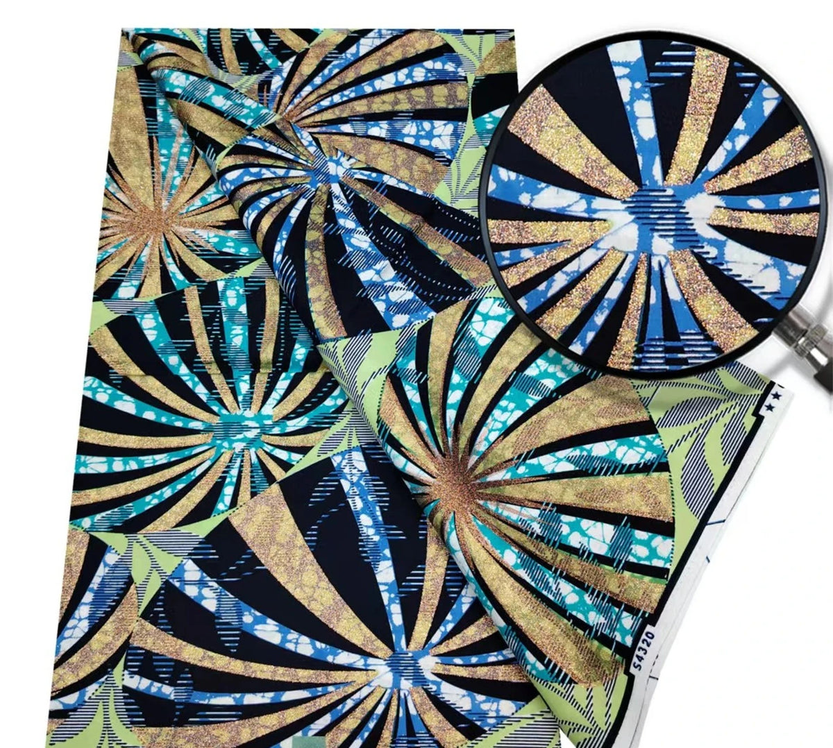 Gold Shimmer Jewel-Tone Batik Wax Print Fabric Collection, 6 Yards