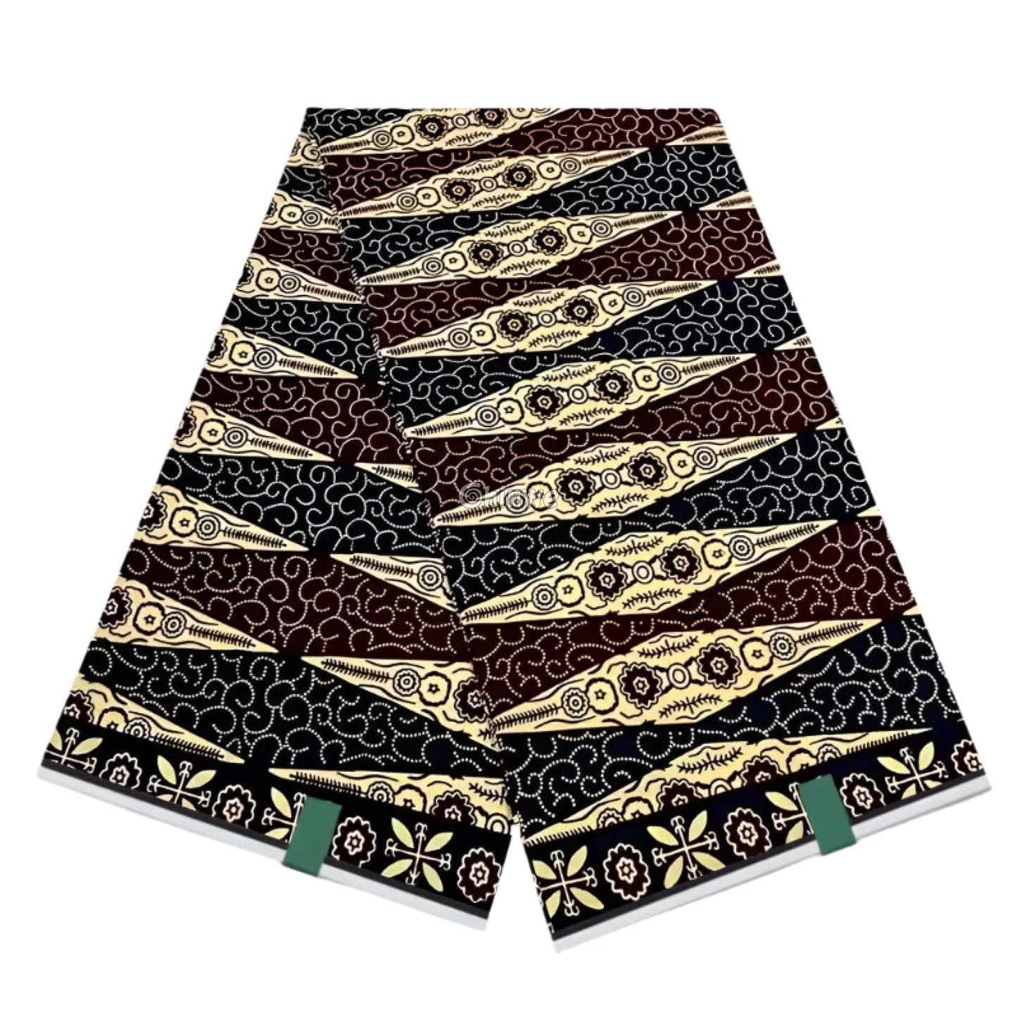 Ankara Fabric with Intricate Floral Stripes Swirl Patterns and Ornamental Border Design 6 Yards African Wax Print Fabric