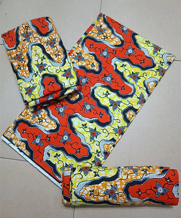 Maximalist Floral Ankara Wax Print Fabric Collection, 6 Yards