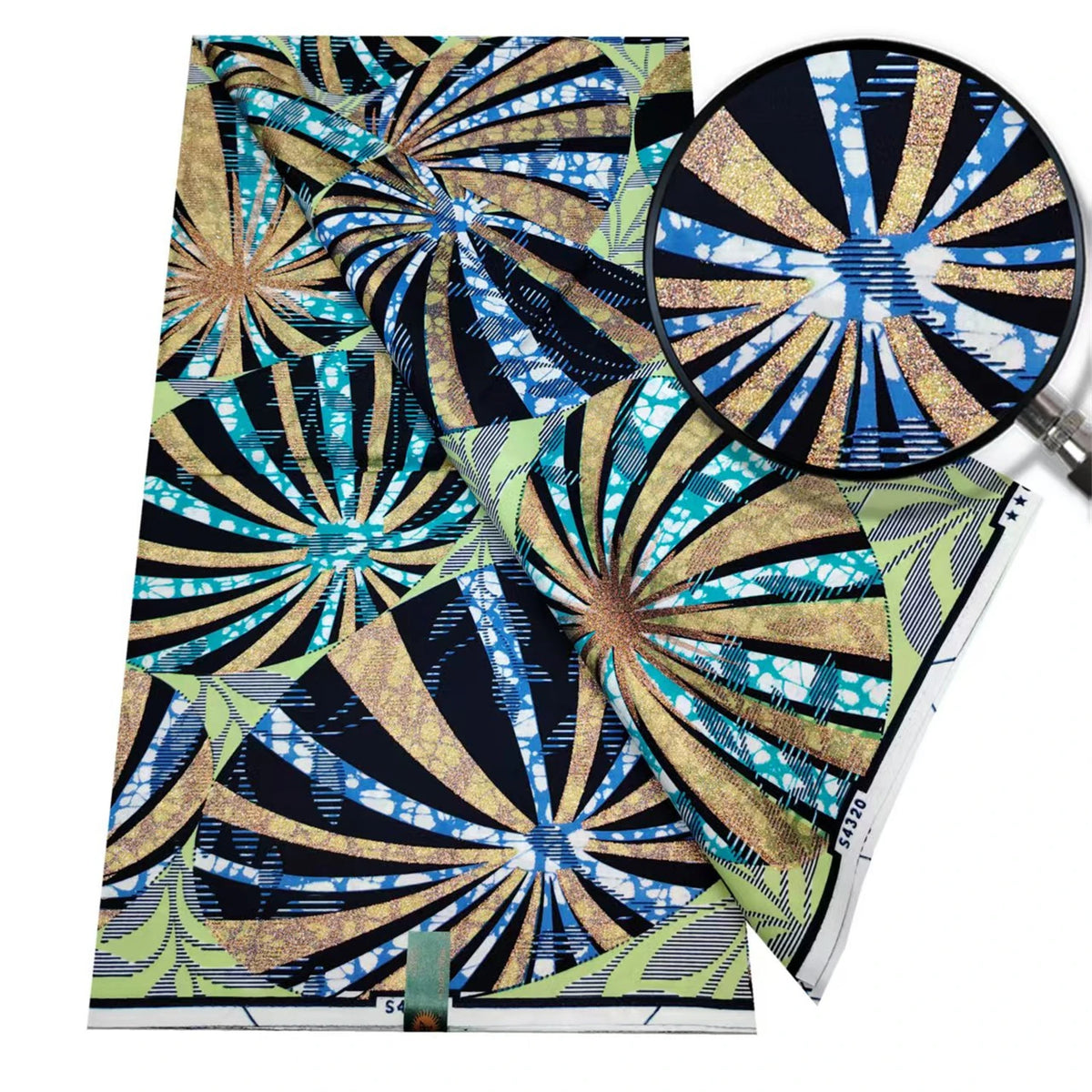 Gold Shimmer Jewel-Tone Batik Wax Print Fabric Collection, 6 Yards