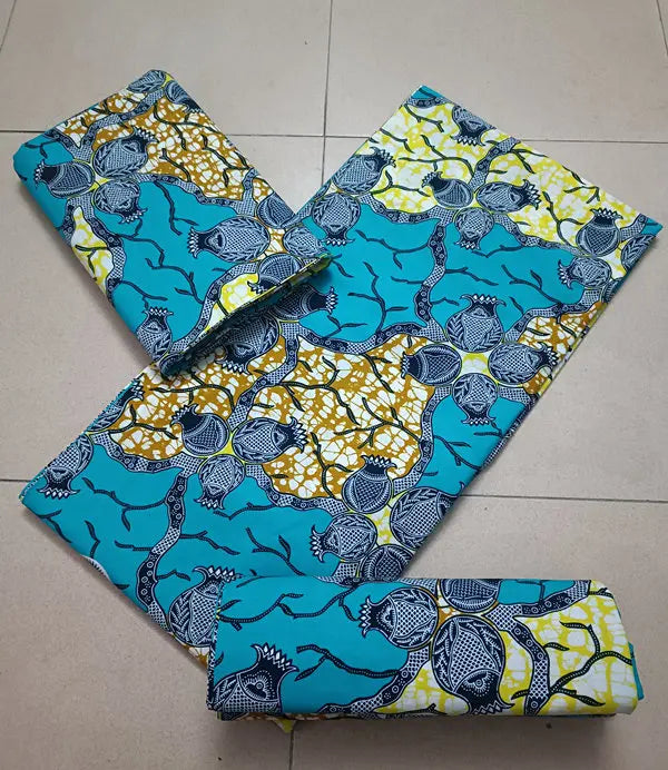 Maximalist Floral Ankara Wax Print Fabric Collection, 6 Yards