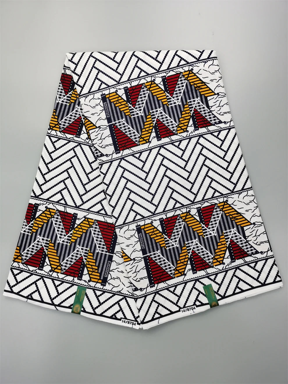 Woven Knot Ankara Wax Print Fabric Collection – Red, Gold, Blue & White, 6 Yards