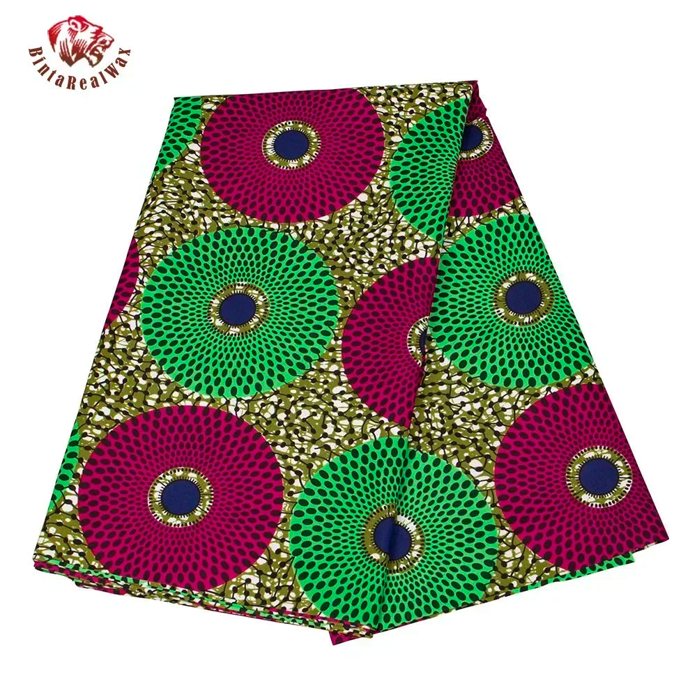Bold Medallion Ankara Wax Print Fabric Collection – Black, Green, Plum, Tan & Amber, 6 Yards