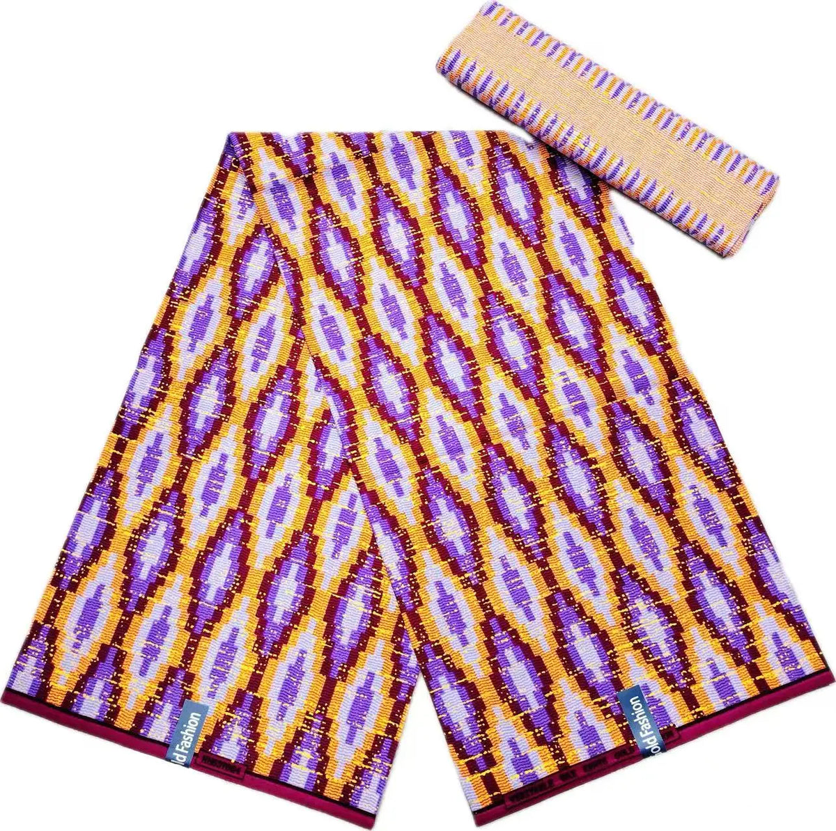 Golden Block Kente Wax Print Fabric Collection, 6 Yards