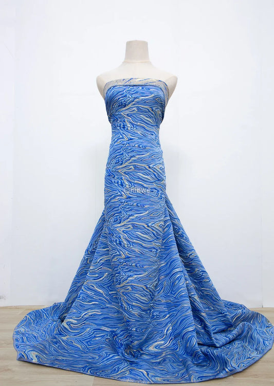 Lustrous Metallic Jacquard: Premium Marble Swirl Brocade Jacquard Fabric Brocade Fabric