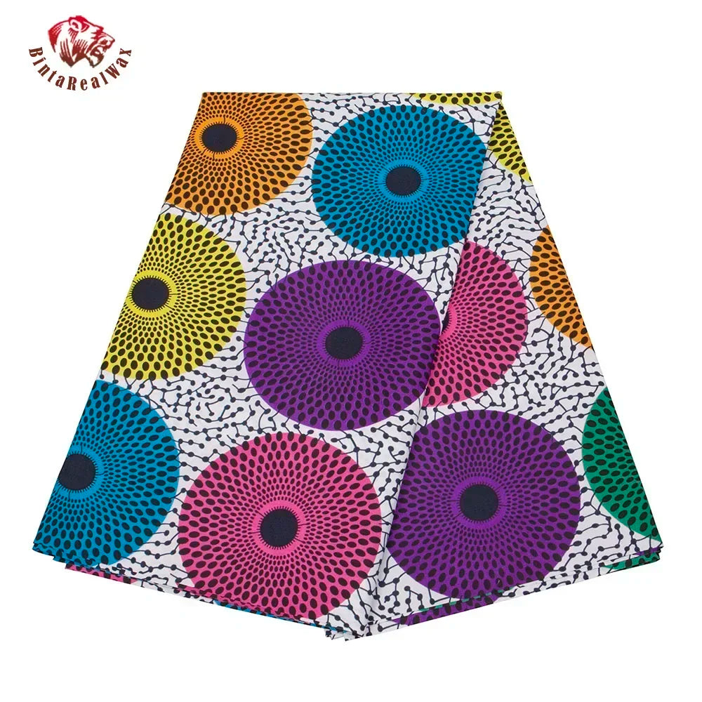 Bold Medallion Ankara Wax Print Fabric Collection – Black, Green, Plum, Tan & Amber, 6 Yards