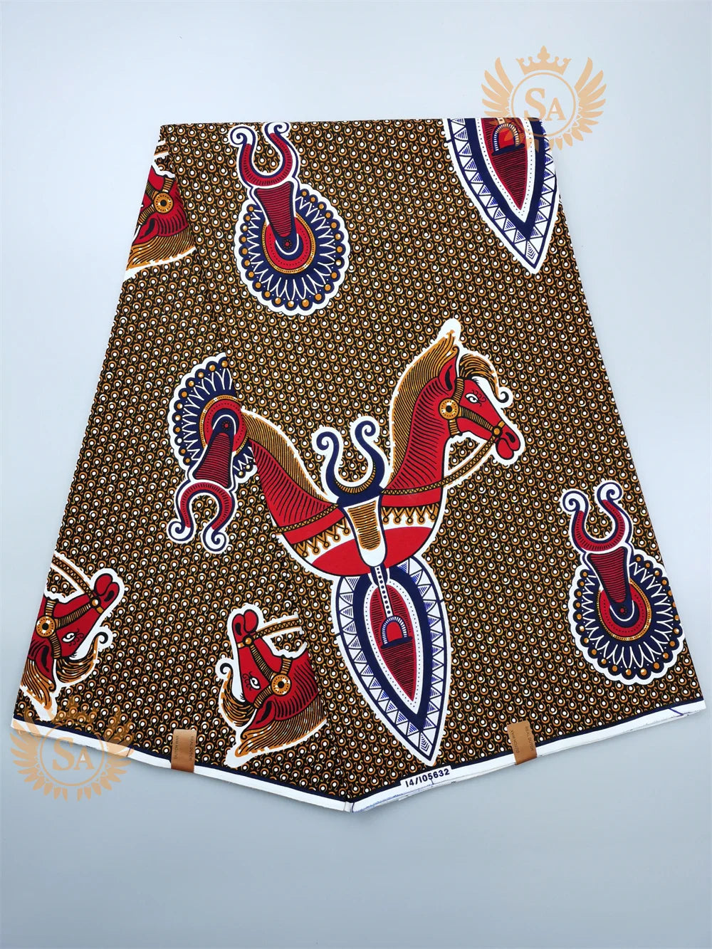 Woven Knot Ankara Wax Print Fabric Collection – Red, Gold, Blue & White, 6 Yards