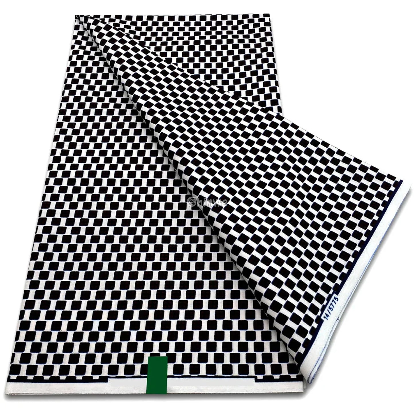 Staggered Square Tile Print in Black & White with Offset Grid Pattern for Bold Visual Texture 6 yards / 1000g