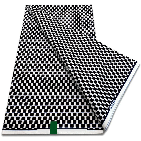 Staggered Square Tile Print in Black & White with Offset Grid Pattern for Bold Visual Texture 6 yards / 1000g