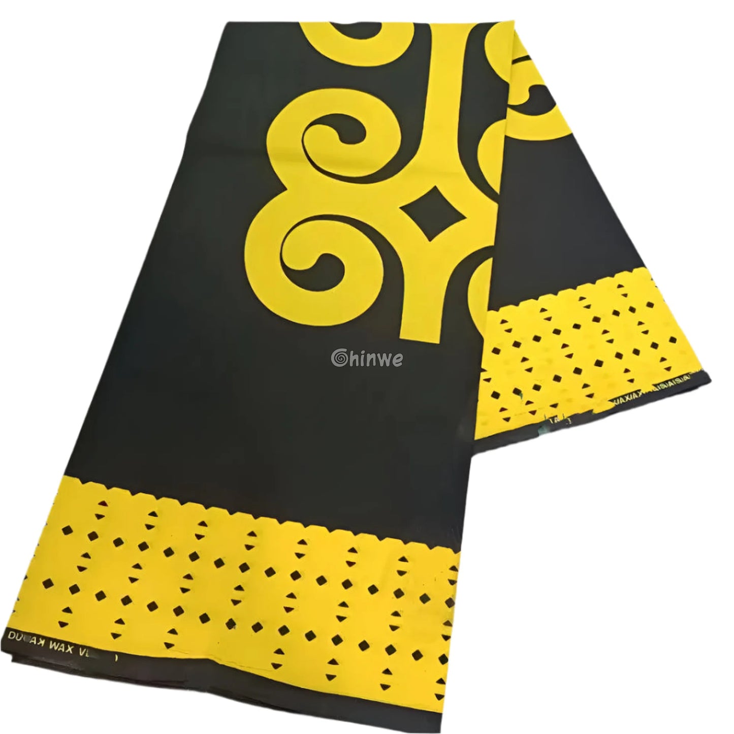 Bold Black and Yellow Ankara Fabric – Minimalist Geometric Print Wax Material 6 Yards African Wax Print Fabric