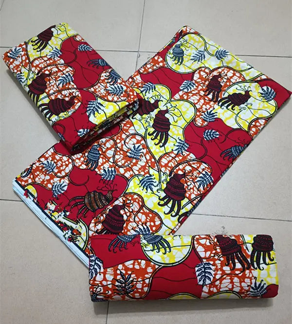Maximalist Floral Ankara Wax Print Fabric Collection, 6 Yards