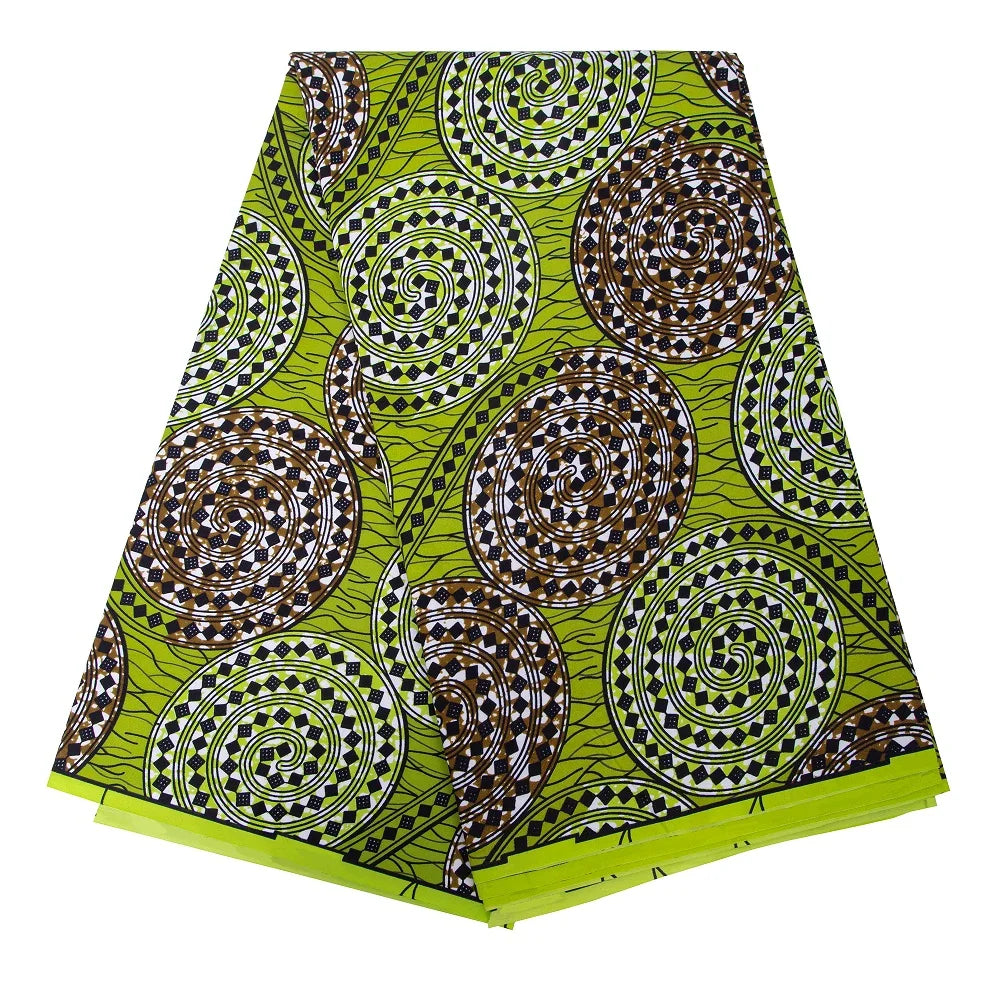 Bold Medallion Ankara Wax Print Fabric Collection – Black, Green, Plum, Tan & Amber, 6 Yards