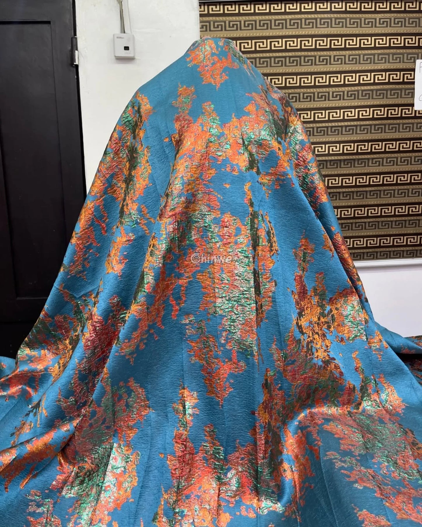 Luxurious Jacquard Brocade with Iridescent Foil Accents & Abstract Marbling Motif Jacquard Brocade