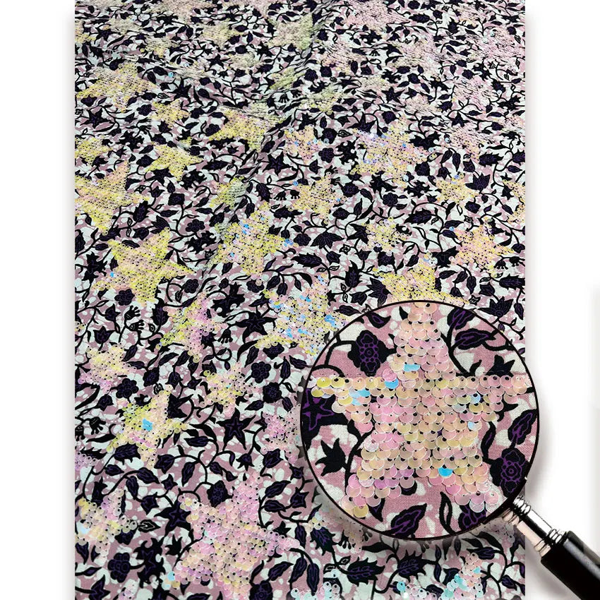 Star Bloom Sequin Wax Fabric – Lime & Maroon, Red & Teal, Black & White or Maroon & Green, 100% Cotton, 6 Yards