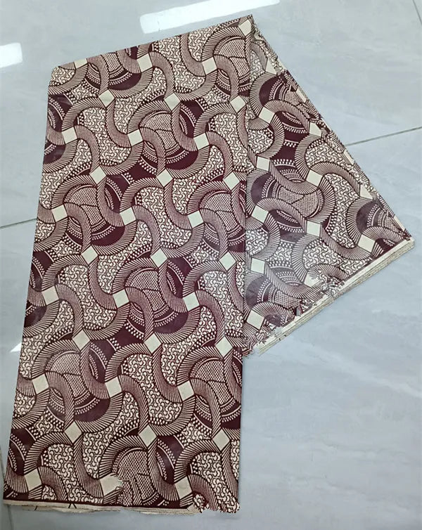 Mauve Link Two-Tone Ankara Real Wax Print – Plum & Cream Chain Rings, 100% Cotton, 6 Yards