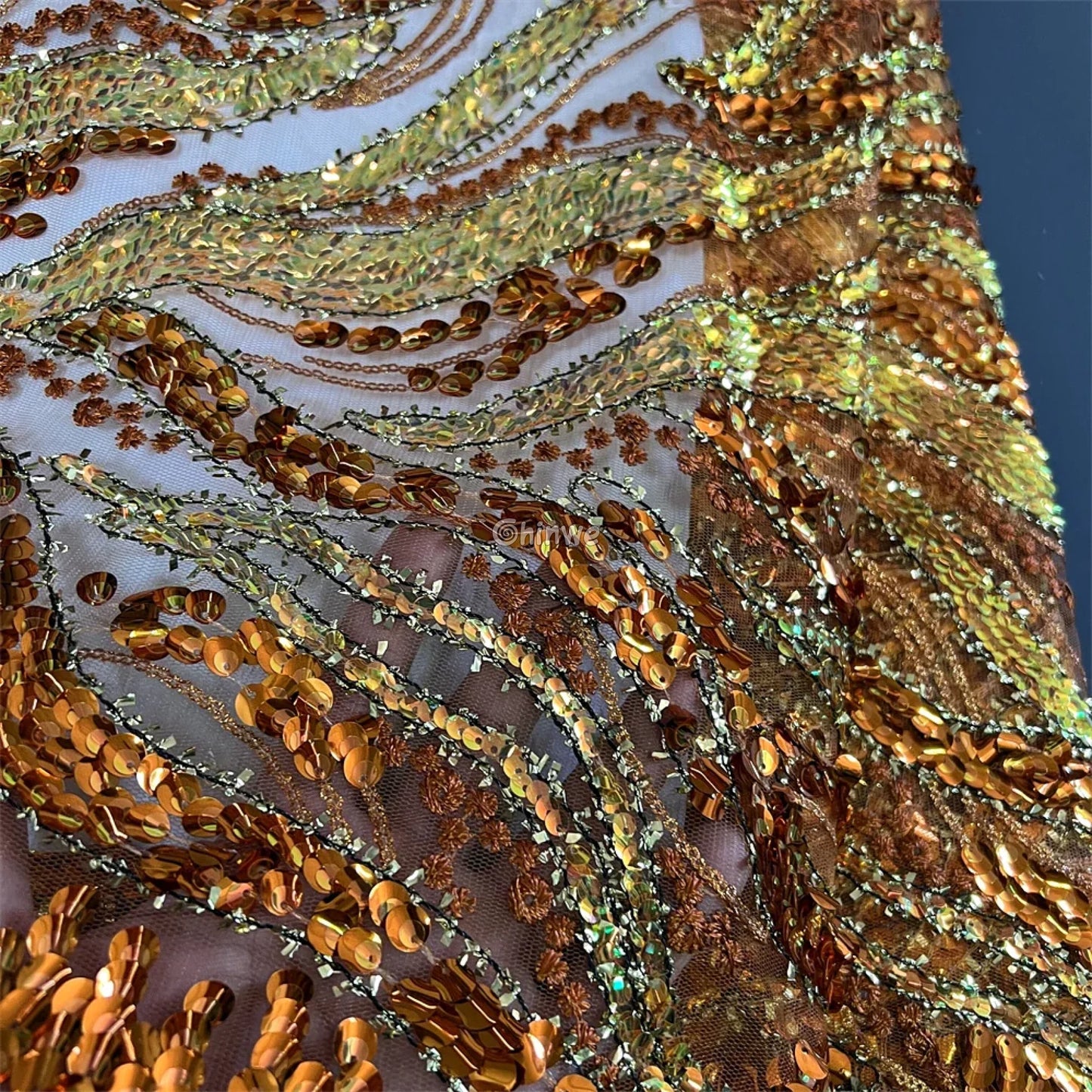 High Quality Nigerian Tulle Lace Fabrics Latest Beaded sequins Mesh African Lace Fabric Bride French Net Lace Fabric