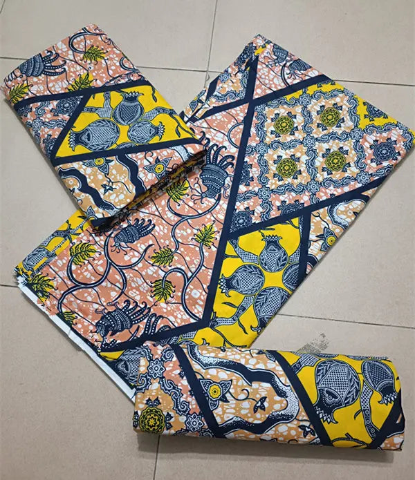 Maximalist Floral Ankara Wax Print Fabric Collection, 6 Yards