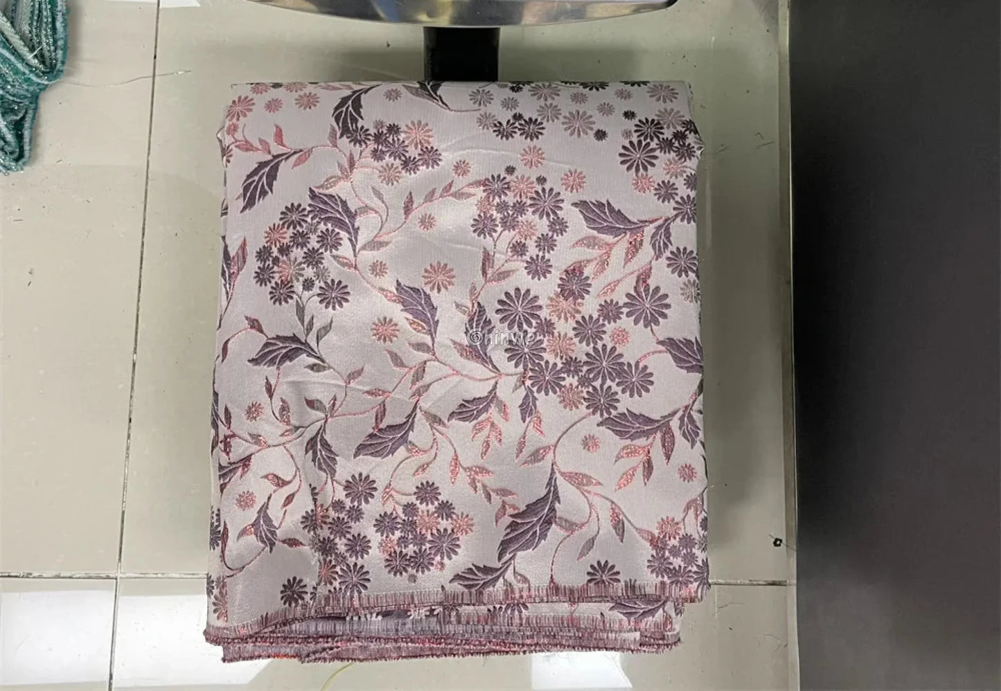 Jacquard Brocade Floral Vine & Daisy Cluster Pattern with Metallic Sheen Brocade Fabric