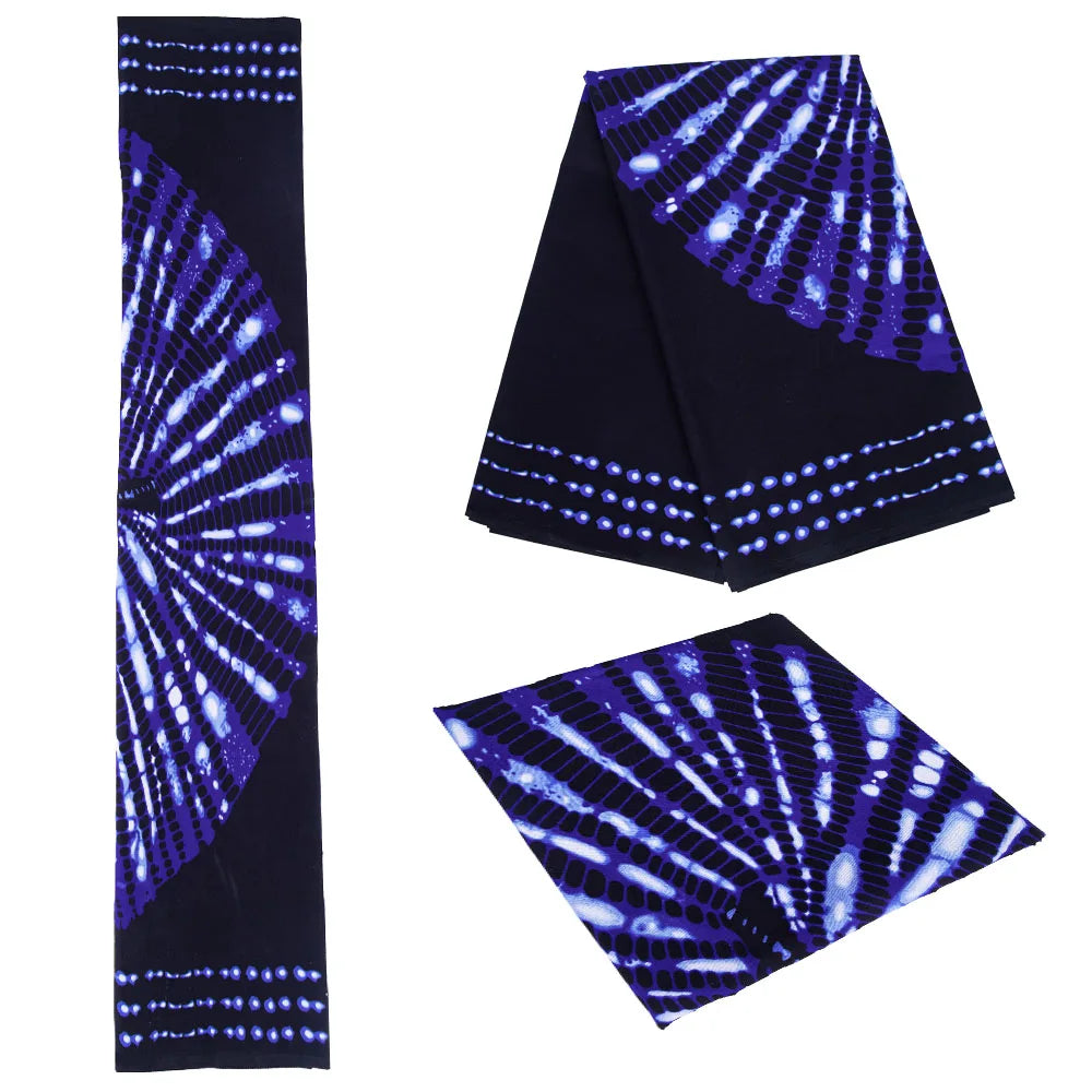 Midnight Jewel Batik Ankara Wax Print Fabric Collection, 6 Yards