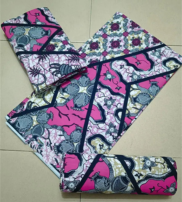 Maximalist Floral Ankara Wax Print Fabric Collection, 6 Yards