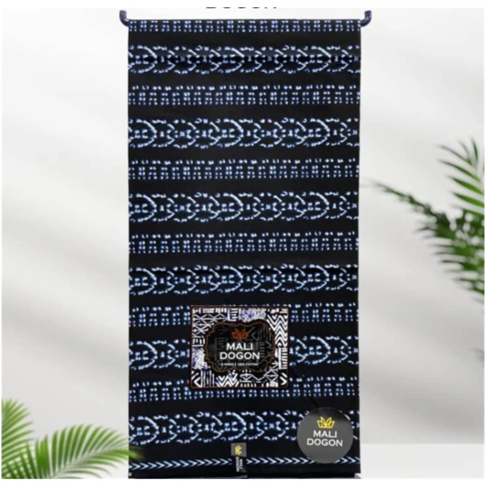 Indigo Batik Ankara Wax Print Fabric Collection – Diamond, Wave, Stripe, Leaf & Paisley, 6 Yards