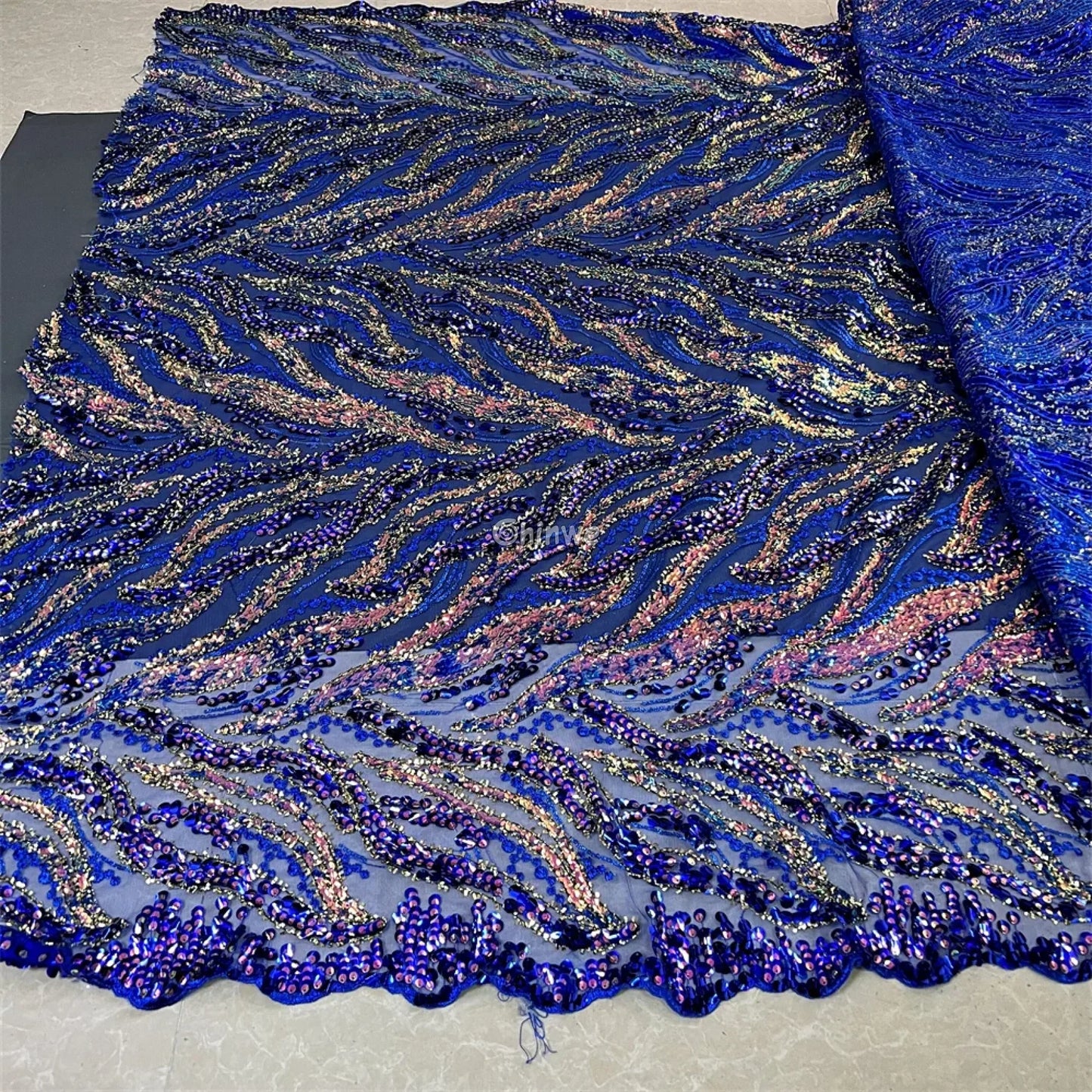 High Quality Nigerian Tulle Lace Fabrics Latest Beaded sequins Mesh African Lace Fabric Bride French Net Lace Fabric