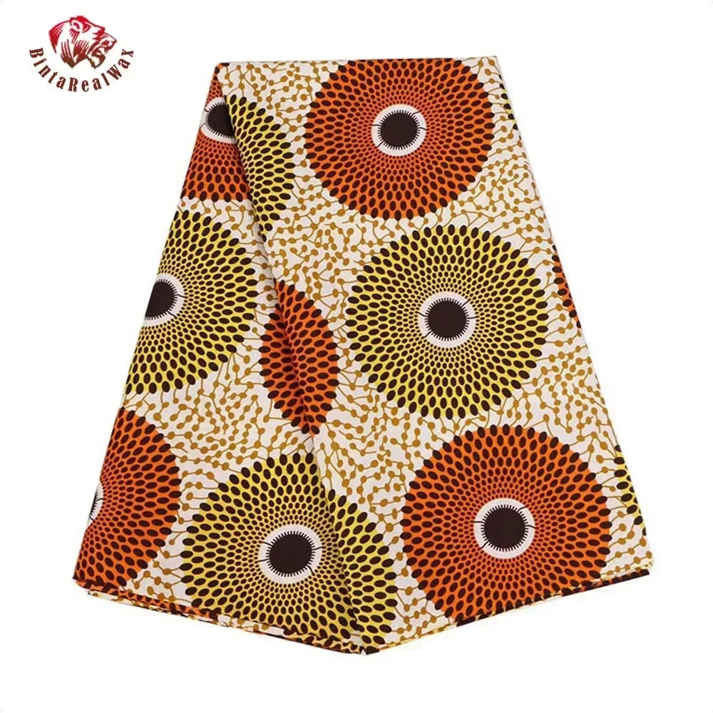 Bold Medallion Ankara Wax Print Fabric Collection – Black, Green, Plum, Tan & Amber, 6 Yards