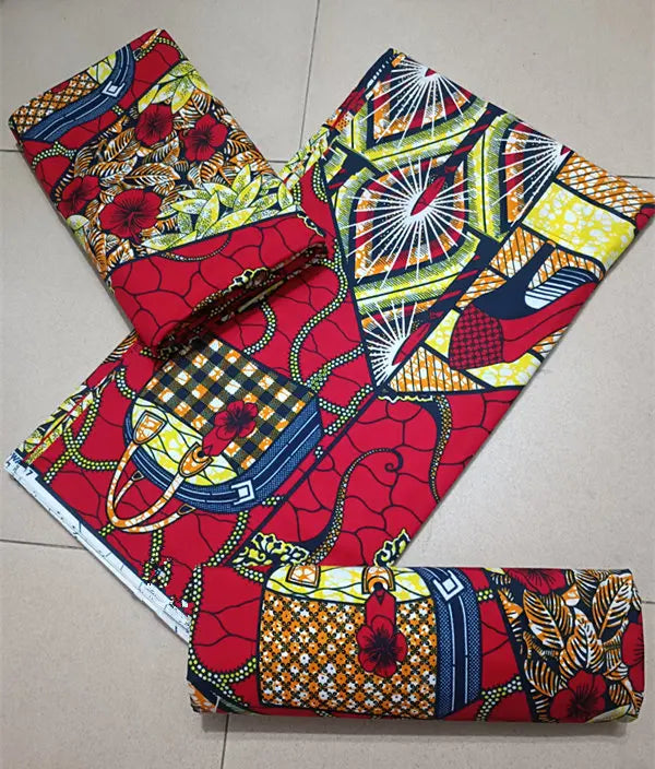 Maximalist Floral Ankara Wax Print Fabric Collection, 6 Yards