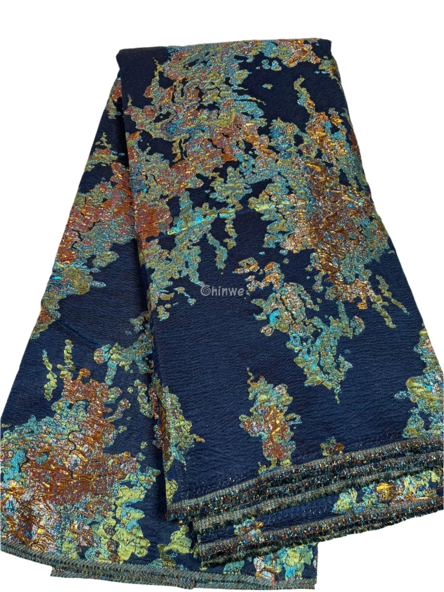 Luxurious Jacquard Brocade with Iridescent Foil Accents & Abstract Marbling Motif Jacquard Brocade