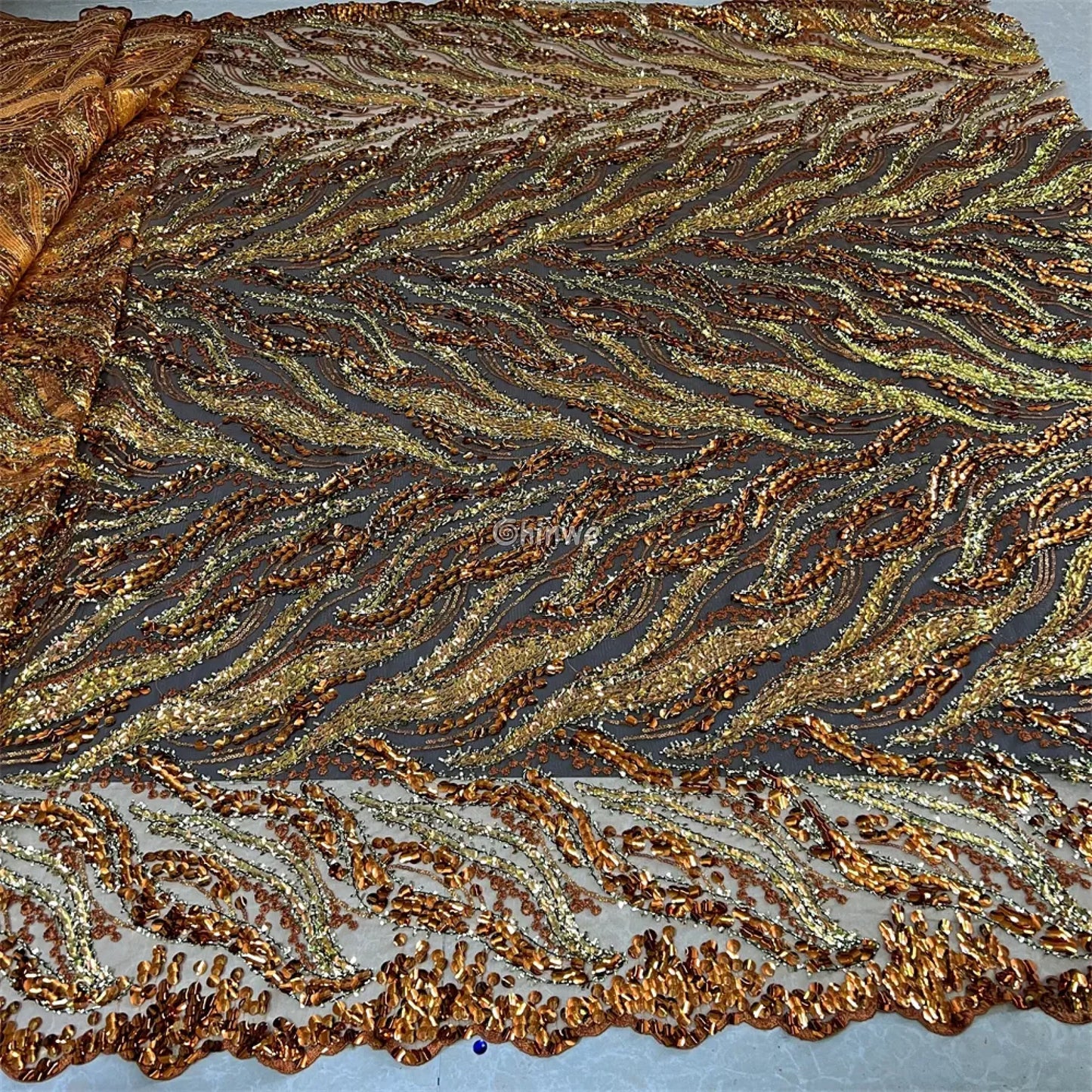 High Quality Nigerian Tulle Lace Fabrics Latest Beaded sequins Mesh African Lace Fabric Bride French Net Lace Fabric