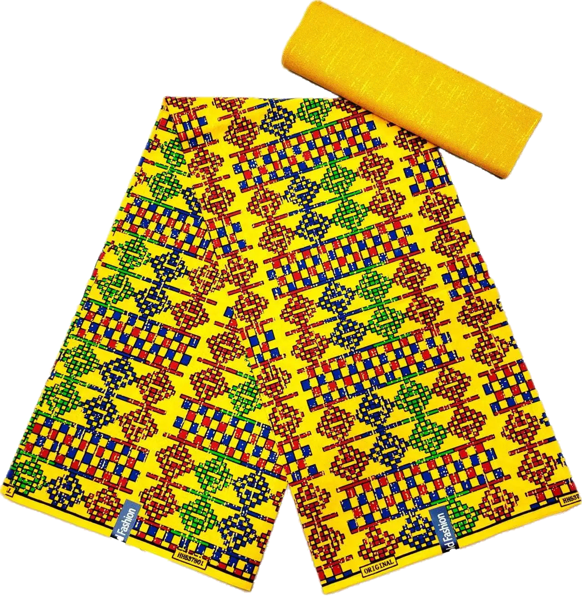 Diamond Checker Block Kente Wax Print Fabric – Purple, Pink & Yellow, 6 Yards