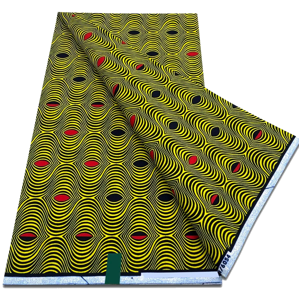 Olive Green Ripple Dot Ankara Wax Print Fabric, 6 yards
