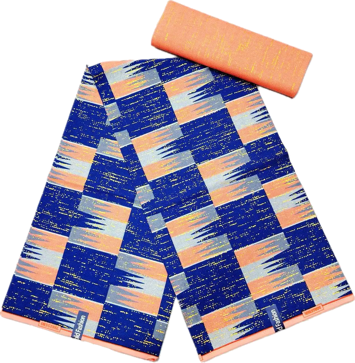 Golden Block Kente Wax Print Fabric Collection, 6 Yards